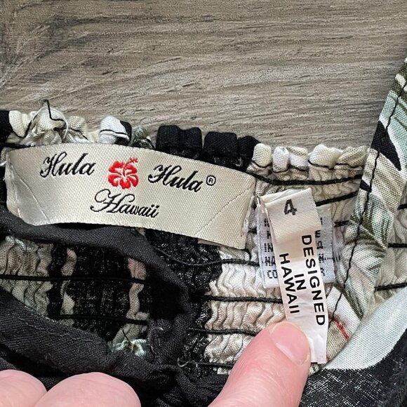 Little Girl’s Hula Hula Hawaii Black Floral Smocked Back Tie Sun Dress Size‎ 4 - Picture 5 of 8